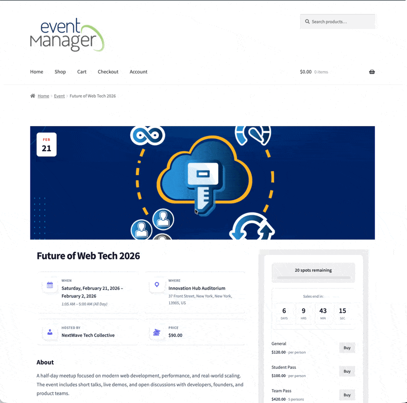 WooCommerce checkout with attendee fields and ticket details