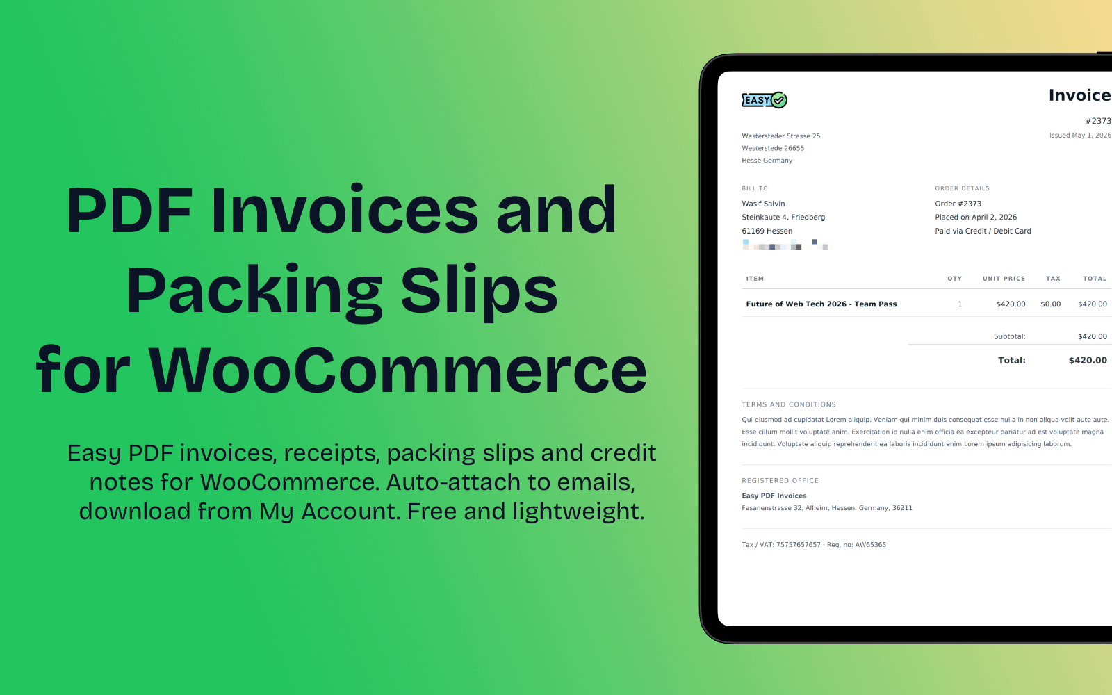 Emboss - PDF Invoices and Packing Slips for WooCommerce