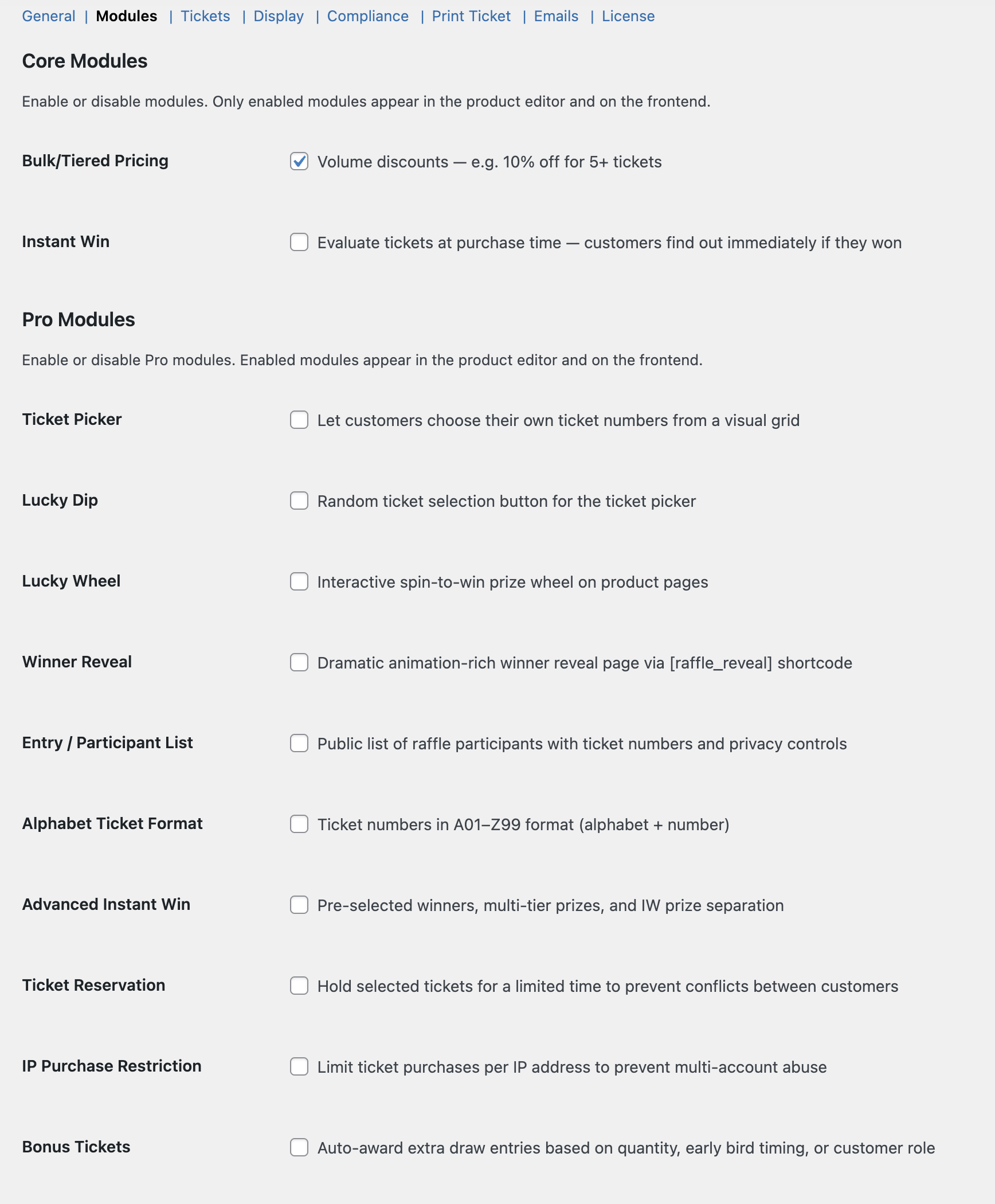 Raffle for WooCommerce Pro screenshot 1