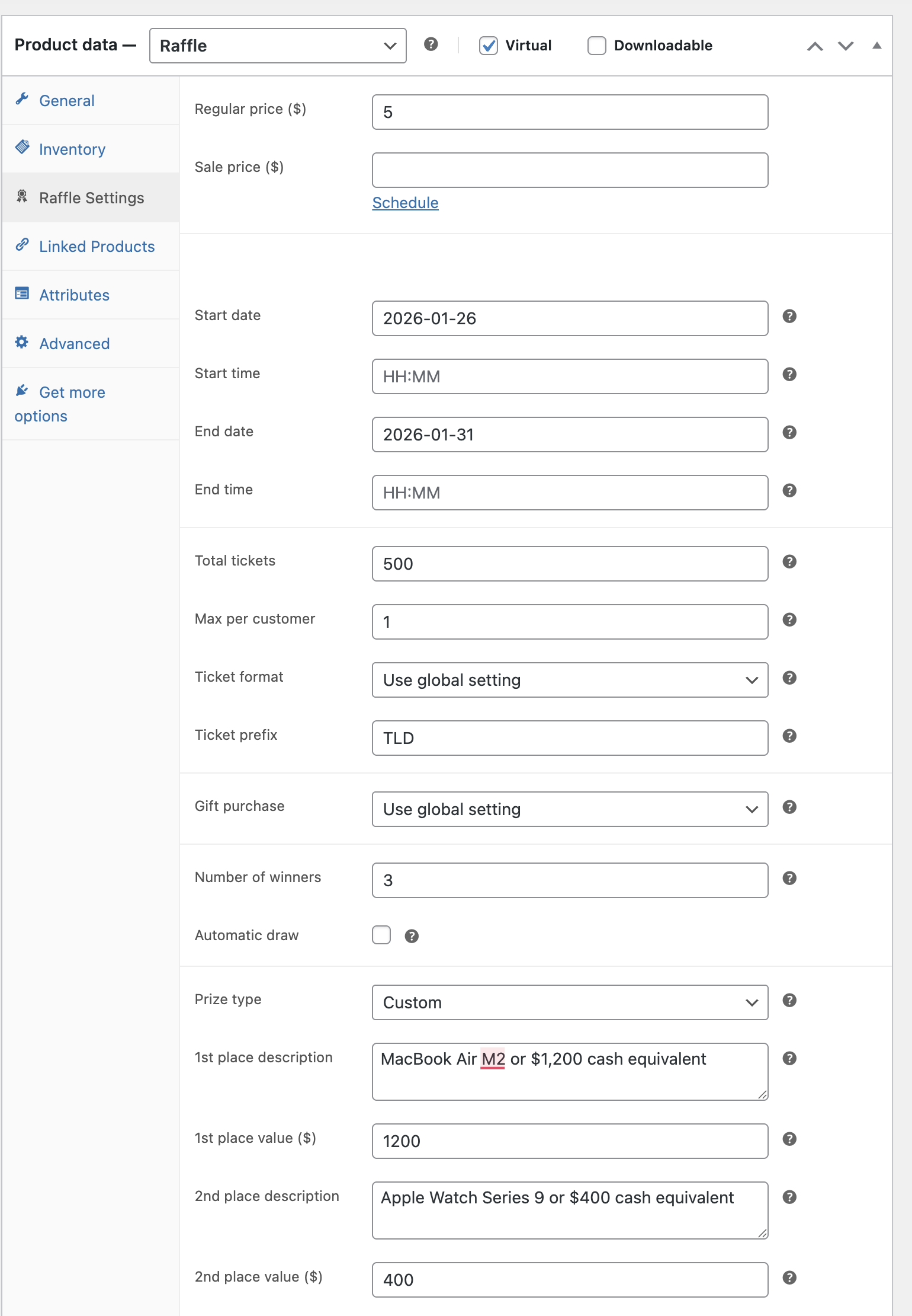 Raffle for WooCommerce screenshot 12