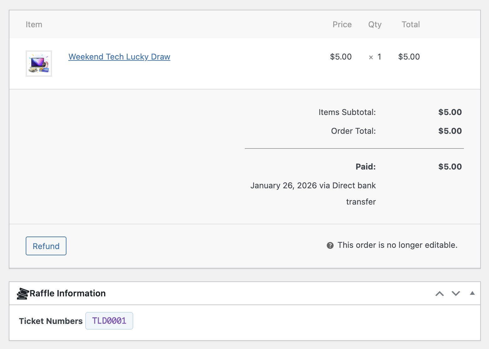 Raffle for WooCommerce screenshot 8